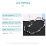 925 Silver Amethyst Zircon Bracelet Chains for Women