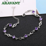 925 Silver Amethyst Zircon Bracelet Chains for Women