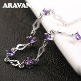 925 Silver Amethyst Zircon Bracelet Chains for Women