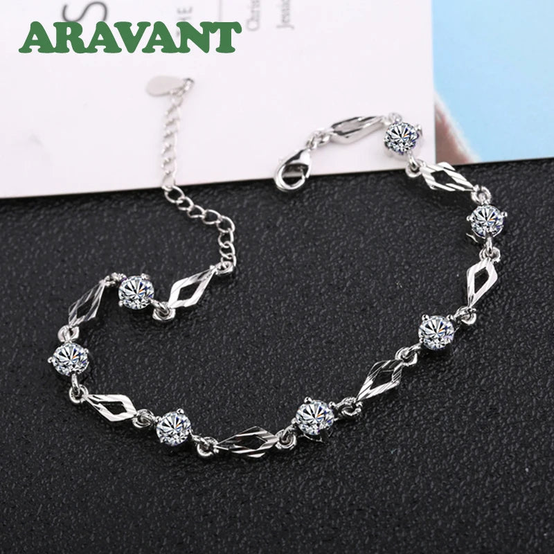 925 Silver Amethyst Zircon Bracelet Chains for Women