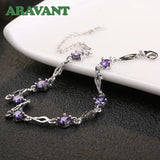 925 Silver Amethyst Zircon Bracelet Chains for Women