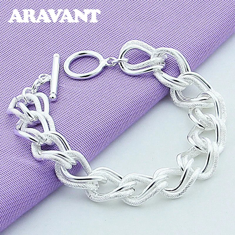 925 Silver Twisted Bracelet Women Jewelry