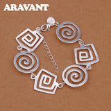 925 Silver Geometric Wave Thread Bracelet Chains For Women