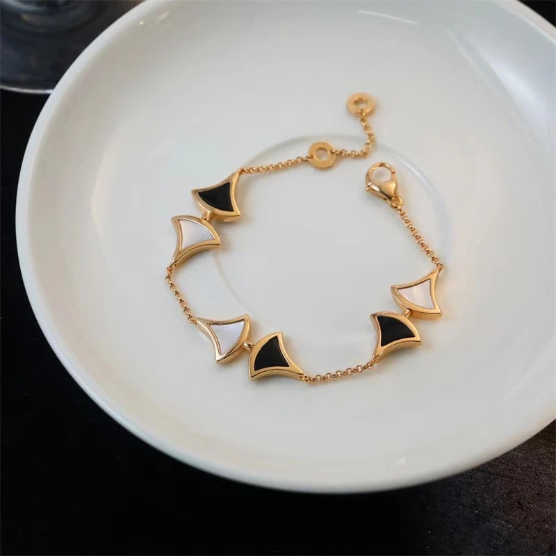 925 Silver Gilded Fritillaria Fan Bracelet - Women's European American Jewelry