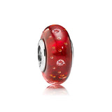 925 Silver Glass Bead PAN-Style Bracelet Red Bubble Charm DIY