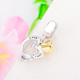 925 Silver Eternal Rose Flower Leaf Zirconia Bead Charm