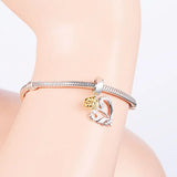 925 Silver Eternal Rose Flower Leaf Zirconia Bead Charm