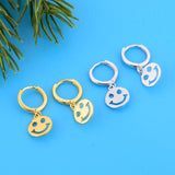 925 Silver Happy Smile Face Hoop Earring For Women