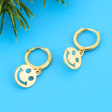 925 Silver Happy Smile Face Hoop Earring For Women