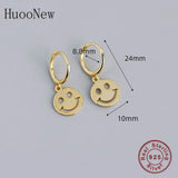925 Silver Happy Smile Face Hoop Earring For Women
