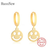 925 Silver Happy Smile Face Hoop Earring For Women