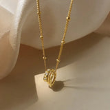 925 Silver Plated CZ Flash Round Imprint Pendant Necklace