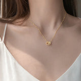 925 Silver Plated CZ Flash Round Imprint Pendant Necklace