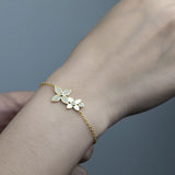 925 Silver Plated Bracelet Flower Charms Gift