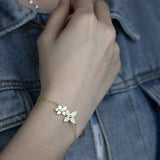 925 Silver Plated Bracelet Flower Charms Gift