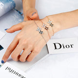 925 Silver Plated Bracelet Flower Charms Gift
