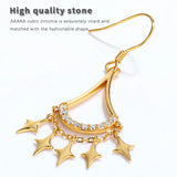 925 Silver Plated Tassel Star Drop Earrings Zircon Dangle Earrings