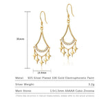 925 Silver Plated Tassel Star Drop Earrings Zircon Dangle Earrings