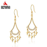 925 Silver Plated Tassel Star Drop Earrings Zircon Dangle Earrings