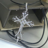 925 Silver Gothic Cross Pendant Necklace for Women Men