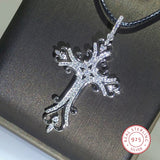 925 Silver Gothic Cross Pendant Necklace for Women Men