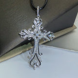 925 Silver Gothic Cross Pendant Necklace for Women Men