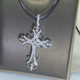 925 Silver Gothic Cross Pendant Necklace for Women Men