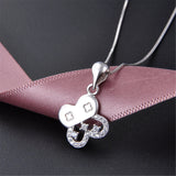 925 Silver Clover Necklace Zircon 12.8mm Four Leaf for Women Lucky