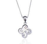 925 Silver Clover Necklace Zircon 12.8mm Four Leaf for Women Lucky