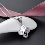 925 Silver Clover Necklace Zircon 12.8mm Four Leaf for Women Lucky