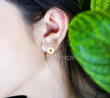 925 Silver Green Hetian Jade Beads Shell Stud Earrings Lucky Gift Jewelry