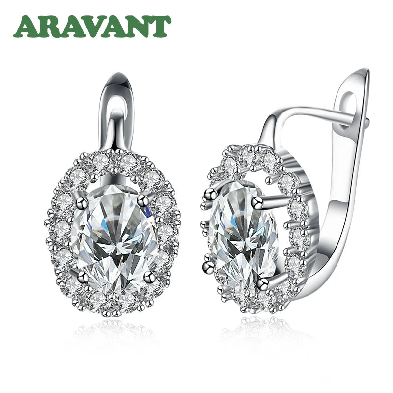 925 Silver Zircon Drop Earring Wedding Jewelry