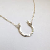 925 Silver Hammered Letter U Pendant Horseshoe Necklaces Filled Choker Kolye