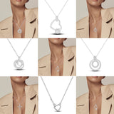 925 Silver Hamsa Hand Necklace Moon Charm Chain Zircon Jewelry