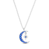 925 Silver Hamsa Hand Necklace Moon Charm Chain Zircon Jewelry