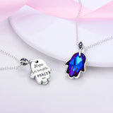 925 Silver Hamsa Hand Necklace Moon Charm Chain Zircon Jewelry