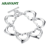 925 Silver Heart Bracelet Chain Wedding Jewelry Women