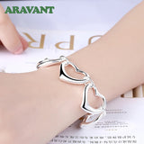 925 Silver Heart Bracelet Chain Wedding Jewelry Women