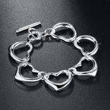 925 Silver Heart Bracelet Chain Wedding Jewelry Women