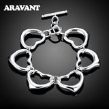 925 Silver Heart Bracelet Chain Wedding Jewelry Women