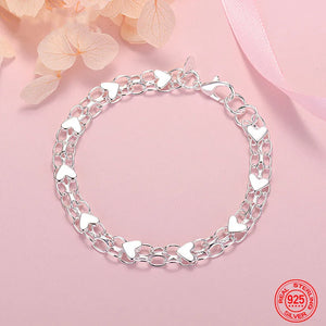 925 Silver Heart Bracelet Chain for Wedding