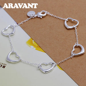 925 Silver Heart Bracelet Chains for Women