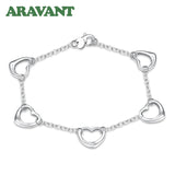925 Silver Heart Bracelet Chains for Women