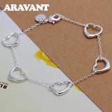 925 Silver Heart Bracelet Chains for Women