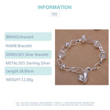 925 Silver Heart Bracelet Chains For Women Wedding Jewelry