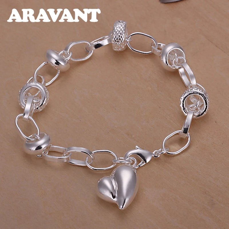 925 Silver Heart Bracelet Chains For Women Wedding Jewelry
