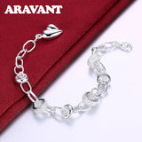 925 Silver Heart Bracelet Chains For Women Wedding Jewelry