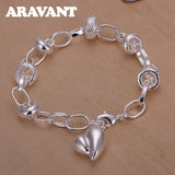 925 Silver Heart Bracelet Chains For Women Wedding Jewelry