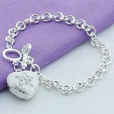 925 Silver Heart Bracelets Chains For Women Wedding Jewelry