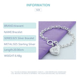 925 Silver Heart Bracelets Chains For Women Wedding Jewelry